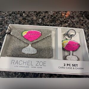 Rachel Zoe Gray Card Holder and Pink Charm Set